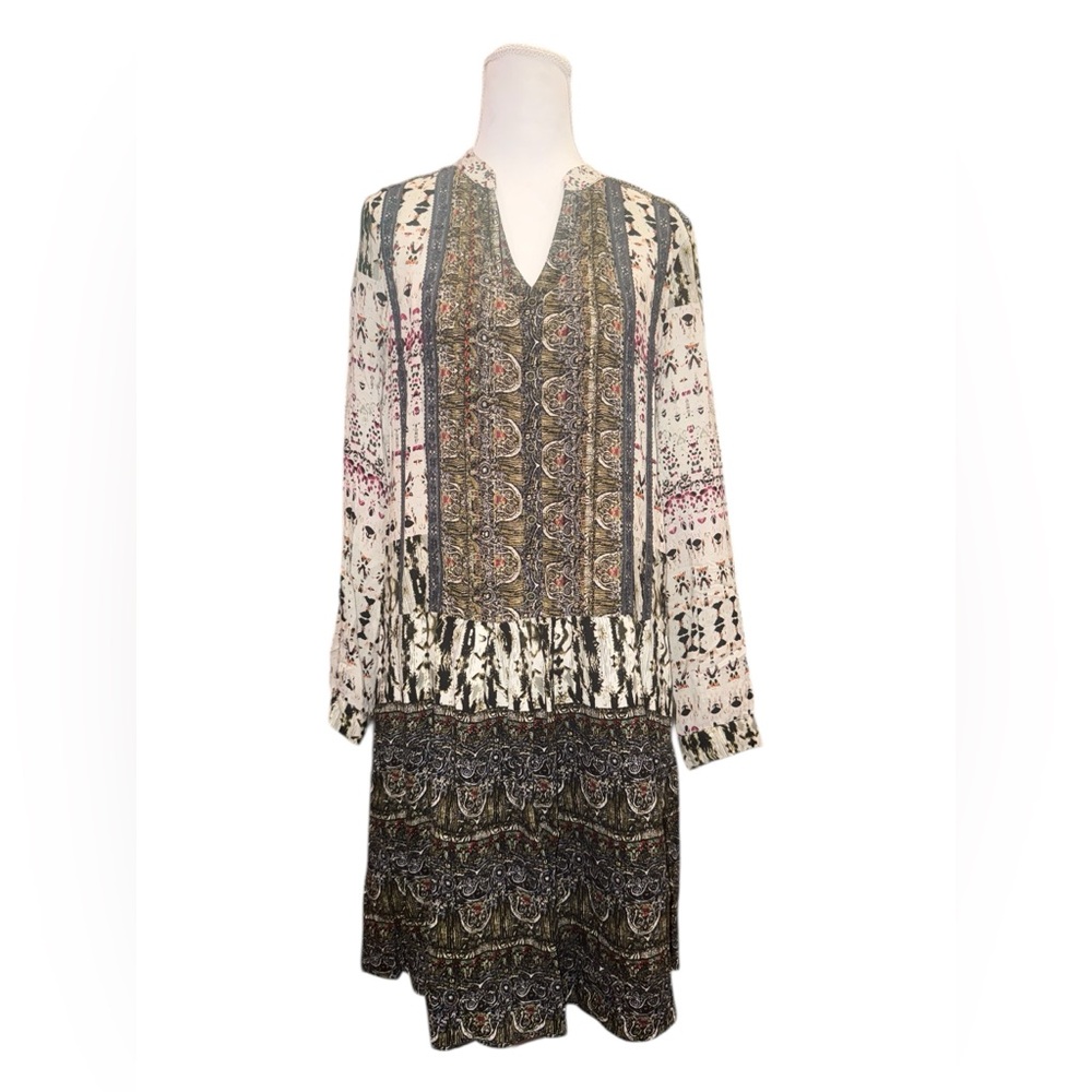 Anthropologie Tiny Boho Patchwork Mini Dress Smal… - image 1